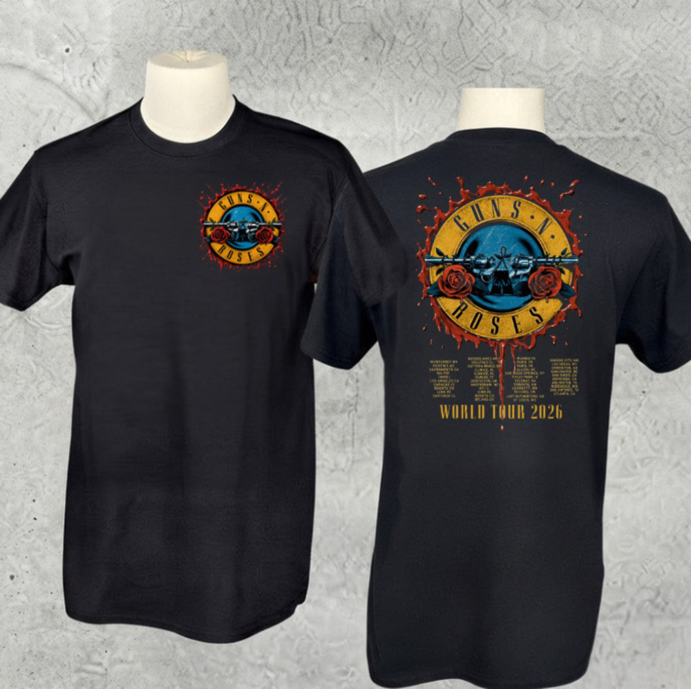 Guns N Roses World Tour 2026 Rock Band Vintage Black T-Shirt